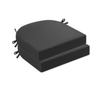 Lot de 2 coussins de chaise d'extérieur imperméables avec attaches, 48,3 x 40,6 x 5,1 cm, gris foncé, parfaits pour la fourrure de jardin et de pelouse