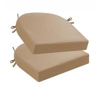 Lot de 2 coussins de chaise d'extérieur imperméables, lavables, antidérapants, pour bureau et salle à manger, housses amovibles, motif demi-rond, kaki, 50 x 50 x 3 cm