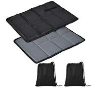 Lot de 2 coussins de chaise d'extérieur pliables, tapis de siège imperméable, portable, en tissu Oxford, avec 2 poches de rangement, noir/gris, pour aire de jeux en extérieur, randonnée, pique-nique