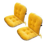 Lot de 2 coussins de chaise épais et doux avec soutien dorsal - Coussins de chaise de jardin avec attaches pour extérieur, cuisine, assise confortable - Jaune