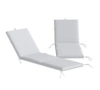 Lot de 2 coussins de chaise longue - Outsunny - 5 Sangles et poignée intégrée - polyester mousse - 182x53x6cm - gris clair