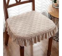 Lot de 2 coussins de chaise luxueux en velours avec volants, coussins de siège en peluche douce pour décoration de la maison, maison de campagne, style vintage, antidérapants pour salle à manger