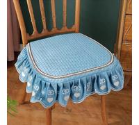 Lot de 2 coussins de chaise luxueux en velours avec volants - En peluche douce - Pour décoration de la maison, maison de campagne - Style vintage - Antidérapant - Pour salle à manger, cuisine