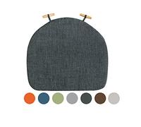 Lot de 2 coussins de chaise ovales demi-ronds antidérapants et lavables pour chaise de salle à manger, jardin, gris, trapézoïdal pour plus de confort