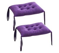 Lot de 2 Coussins de Chaise Rectangulaire Antidérapant avec Attaches pour Tabourets de Bar Maison Ecole Bureau Violet 24x36x6cm Confortable Salle à Manger