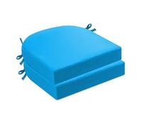 Lot de 2 coussins de chaise ronds imperméables avec attaches pour extérieur, 48,3 x 48,3 x 7,6 cm, bleu ciel
