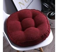 Lot de 2 coussins de chaise ronds lavables avec attaches 50 x 50 cm pour intérieur/extérieur pour maison, bureau, cuisine, salle à manger, couleur bordeaux, parfaits pour les bancs et les chaises