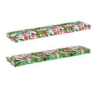Lot de 2 coussins de chaise stade - Motif jungle tropicale - 180 x 40 x 8 cm - Coussin décoratif pour chaise, banc, tabouret, etc