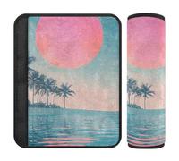 Lot de 2 coussins de sangle d'épaule vintage avec illustration coucher de soleil d'été, relâchez le stress sur votre cou et vos épaules, coussin d'épaule pour ceinture de sécurité pour berline