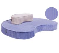 Lot de 2 Coussins de Sol Coton Velours Côtelé en Forme de Haricot Violet/Beige