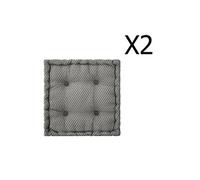 Lot de 2 Coussins de sol gris - L. 40 x l. 40 x H. 8 cm --