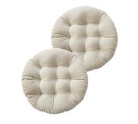 Lot de 2 coussins de sol ronds pour chaise Acapulco, jardin, balcon, yoga, salon, canapé, bureau, beige