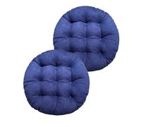 Lot de 2 Coussins de Sol Ronds pour chaises Acapulco, Tapis de méditation pour Jardin, Balcon, Yoga, Salon, canapé, Bureau (Bleu Marine)