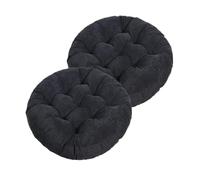 Lot de 2 Coussins de Sol Ronds pour extérieur, pour Chaise Acapulco, en rotin, pour Jardin, Balcon, Yoga, Salon, canapé, Bureau (Noir)