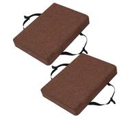 Lot de 2 coussins de tabouret rectangulaires - Doux - Coussins de tabouret de bar avec attaches - Haute densité (café, 34 x 25 x 3 cm)