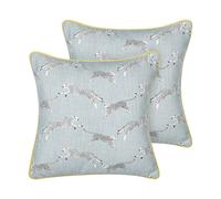 Lot de 2 Coussins Décoratifs avec Motifs de Guépards 45 x 45 cm en Coton Gris Ar