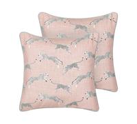 Lot de 2 Coussins Décoratifs avec Motifs de Guépards 45 x 45 cm en Coton Rose Ar