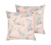 Lot de 2 Coussins Décoratifs en Coton à Motif de Lapin Rose Mignon et Doux Ratib