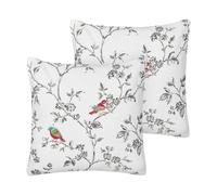 Lot de 2 Coussins Décoratifs en Coton Brodé Blanc 45 x 45 cm à Motif d'Oise