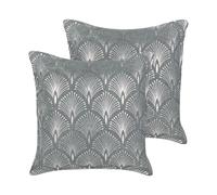 Lot de 2 Coussins Décoratifs en Coton Gris à Motif Géométrique 45 x 45 cm Rembou