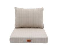 Lot de 2 Coussins Déhoussables Beige Chiné pour Salon de Jardin - Confort Premium, Anti UV Assise: 50 X 50 cm Dossier: 35 X 50 cm - Déco Arts