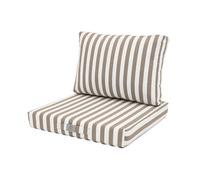 Lot de 2 Coussins Déhoussables Rayures Beiges pour Salon de Jardin - Confort Premium, Anti UV Assise: 50 X 50 cm Dossier: 35 x 50 cm - Déco Arts