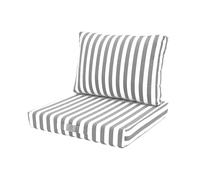 Lot de 2 Coussins Déhoussables Rayures Gris Clair pour Salon de Jardin - Confort Premium, Anti UV Assise: 50 X 50 cm Dossier: 35 x 50 cm - Déco Arts