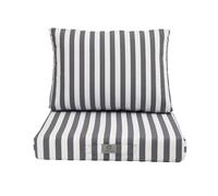 Lot de 2 Coussins Déhoussables Rayures Gris foncés pour Salon de Jardin - Confort Premium, Anti UV Assise: 50 X 50 cm Dossier: 35 x 50 cm - Déco Arts