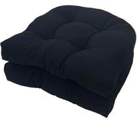 Lot de 2 coussins en forme de U pour canapé,coussin de chaise de rechange en rotin,coussin de siège en osier,coussin de chaise pour intérieur/extérieur,coussin de chaise de patio-Black||48*48CM