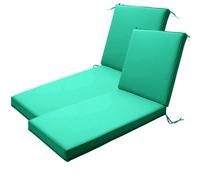 Lot de 2 coussins épais et confortables en polyester imperméable et imperméable pour piscine ou terrasse Vert 183 x 53 x 10 cm