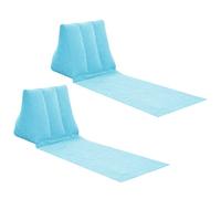 Lot de 2 coussins gonflables pour bain de soleil et de plage avec dossier - Pour voyage, camping (bleu ciel)
