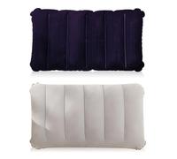 Lot de 2 coussins gonflables, pour camping, natation, voyage, nuque, plage, petit pour l'extérieur (violet et gris)