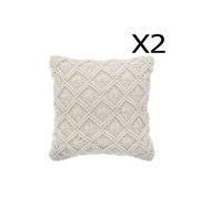 Lot de 2 Coussins macrame en coton - L. 40 x l. 40 cm --