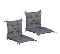Outsunny Lot de 2 Coussins de Chaise d'extérieur, Galette de Chaise avec Attaches, Coussins de Jardin pour terrasse ou Balcon, 98 x 50 x 8 cm, Gris