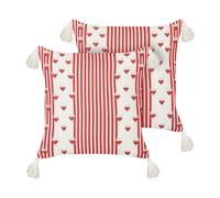 Lot de 2 Coussins Modernes avec Housses Amovibles Motif Cœurs 45 x 45 cm en Coto