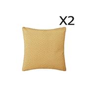 Lot de 2 Coussins ocre dehoussable - 38 x 38 cm --