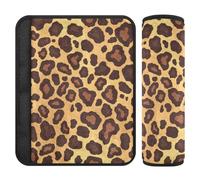 Lot de 2 coussins plats à motif géométrique imprimé peau de léopard marron doré pour ceinture de sécurité pour soulager le stress de votre cou et vos épaules pour van forro para cinturon de seguridad