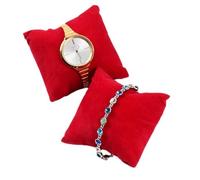 Lot de 2 coussins pour montres, coussin de montre, support de montre, support de montre avec revêtement en velours [rouge], support pour montre ou bracelet, présentoir de montre, coussin de bracelet,