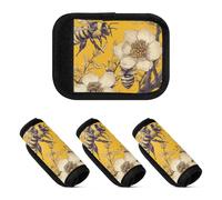 Lot de 2 coussins pour poignée de bagage, Art jaune abeille et fleur, one sizex2