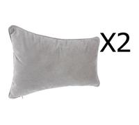 Lot de 2 coussins rectangulaires 100% polyester coloris gris clair - Dim : L.50 x l.30 cm