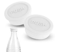 Lot de 2 Couvercle de Bouteille en Verre, en Silicone Couvercle Soda Réutilisables Bouchon de Bouteille pour Bouteille de Boisson Compatible avec les Bouteilles en Verre Sodastream (Blanc)