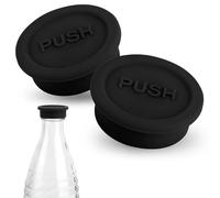 Lot de 2 Couvercle de Bouteille en Verre, en Silicone Couvercle Soda Réutilisables Bouchon de Bouteille pour Bouteille de Boisson Compatible avec les Bouteilles en Verre Sodastream (Noir)