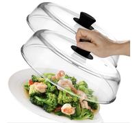 Lot de 2 couvercles anti-éclaboussures en verre pour micro-ondes - Protection contre les éclaboussures en verre borosilicate robuste avec trou d'aération - 100 % de qualité alimentaire, sans BPA