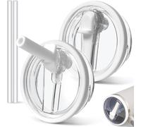 Lot de 2 couvercles anti-fuite pour Stanley Cup 2.0 Stanley Cup 2,0 l, accessoires de gobelet avec 2 pailles (blanc, 100 oz)