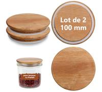 Lot de 2 Couvercles Apté à Le Parfait Bois 100 mm Avec Joint en Caoutchouc Bocaux Couvercle Acacia pour Bocaux Le Parfait Terrine 500 750 1000ml Super Jar 3L Familia Wiss Terrine 350 500 750 1000ml