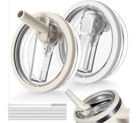 Lot de 2 couvercles avec paille à rabat anti-fuite pour Stanley H2.0 Quencher, 1200 ml - Couvercle de rechange pour accessoires de tasse Stanley ProTour, anti-déversement - Accessoires Stanley (beige