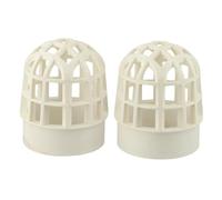 Lot de 2 couvercles d'aération blancs en PVC pour conduit d'air ou tuyau, maille respirante avec résistance à l'acide et aux alcalins, design à boule surélevée pour bloquer les débris et drainer