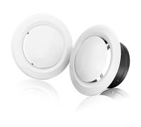 Lot de 2 couvercles d'aération réglables pour soffite - Design rond pour systèmes d'échappement, diffuseur en plastique ABS avec disque rotatif pour un flux d'air intérieur silencieux, blanc (Ø 150 mm