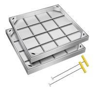 Lot de 2 couvercles de fosse septique encastrés en acier inoxydable pour chambre d'inspection en métal durable pour cour, allée et utilisation en extérieur