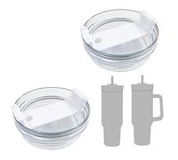 Lot de 2 couvercles de gobelet de 1200 ml compatibles avec Stanley Quencher, couvercles anti-déversements, anti-éclaboussures, en acier inoxydable, pour Stanley et plus encore (blanc, 1280 ml, 1,0 ml)